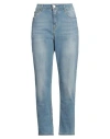 Ice Play Woman Pants White Size 10 Cotton In Blue