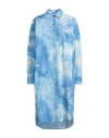 Ice Play Woman Midi Dress Azure Size 10 Cotton In Blue