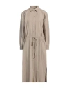 Ice Play Woman Midi Dress Light Brown Size 10 Cotton In Beige
