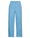 Ice Play Woman Pants Azure Size 8 Cotton In Blue
