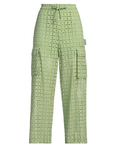Ice Play Woman Pants Light Green Size 10 Cotton, Polyester