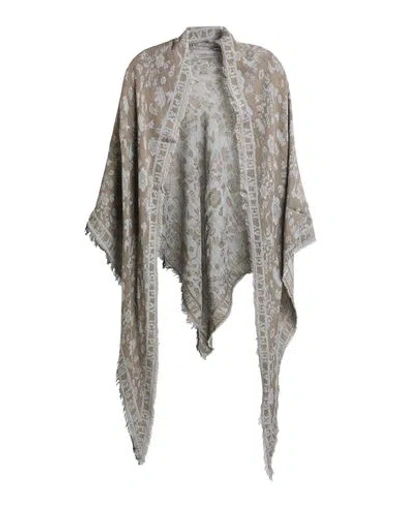 Ice Play Woman Scarf Khaki Size - Acrylic, Modal, Viscose, Wool In Gray
