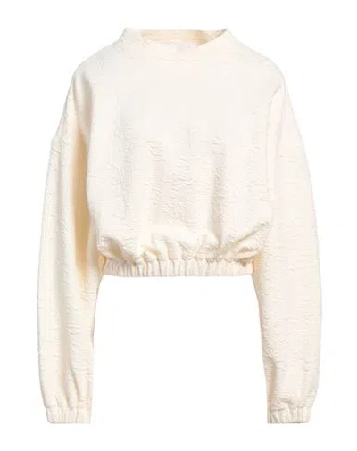 Ice Play Woman Sweatshirt Ivory Size L Cotton, Polyester, Elastane In White
