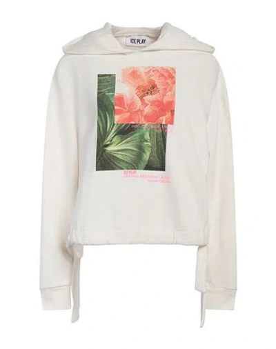 Ice Play Woman Sweatshirt Ivory Size L Cotton In White