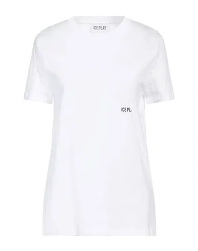Ice Play Woman T-shirt Camel Size L Cotton In White