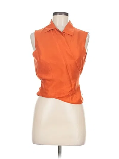 Pre-owned Ice Sleeveless Silk Top Orange Halter Neckline Tops