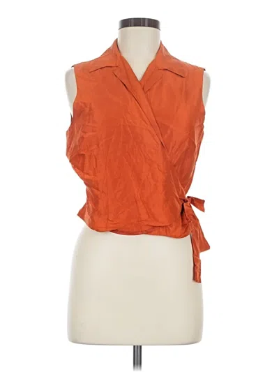 Pre-owned Ice Sleeveless Silk Top Orange One Shoulder Neckline Tops