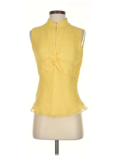 Pre-owned Ice Sleeveless Silk Top Yellow Halter Neckline Tops