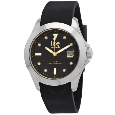 Ice-watch Quartz Crystal Black Dial Unisex Watch 020383 In Black / Gold / Gold Tone