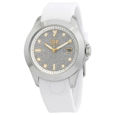 Ice-watch Quartz Glitter White Dial Ladies Watch 020389 In Gold Tone / White