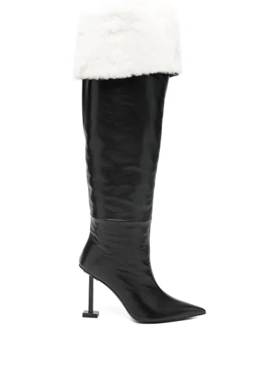 Iceberg 100m Faux Fur-detailed Over-the-knee Boots In Black