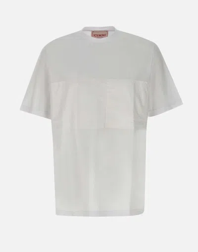 Iceberg 5 D White Cotton Blend T Shirt