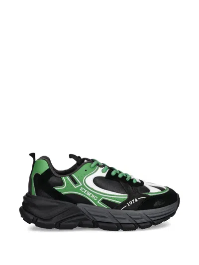 Iceberg Appliqué Lace-up Sneakers In Black