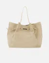 Iceberg Maxi Suede Shoulder Shopper Bag In Neutral