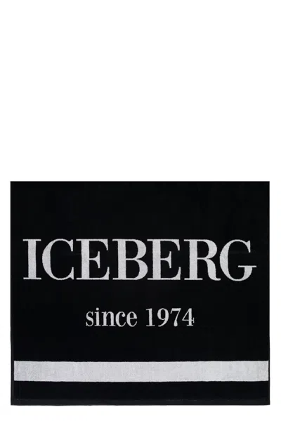 Iceberg Beach Towel With Logo In Black