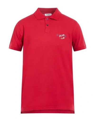 Iceberg Beachwear Man Polo Shirt Red Size Xxl Cotton, Elastane