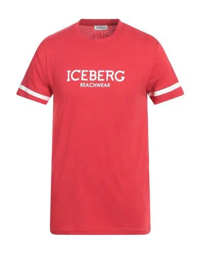 Iceberg Beachwear Man T-shirt Red Size Xl Cotton