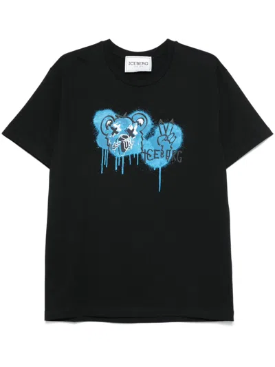 Iceberg Bear-print T-shirt In Black