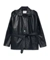 Iceberg Navy Blue Leather Jacket In Black