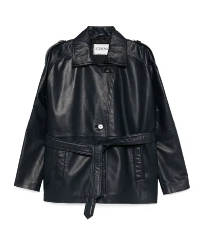 ICEBERG BELTED LEATHER JACKET