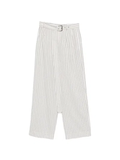 Iceberg Belted Pinstripe-pattern Trousers In White