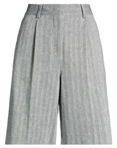 Iceberg Bermuda Woman Shorts & Bermuda Shorts Black Size 8 Cotton, Linen, Elastane In Gray