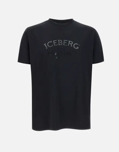 Iceberg Black Cotton T Shirt With Logo