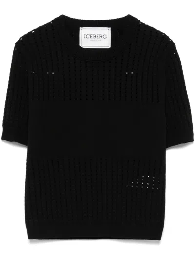 Iceberg Black Honeycomb Knitted T-shirt