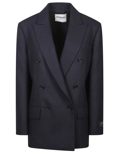 Iceberg Double-breasted Long-sleeved Suit Jacket In Blue