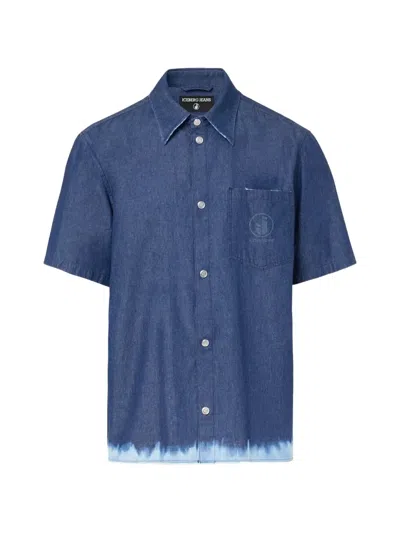 Iceberg Bleached-effect Short-sleeve Shirt In Blue