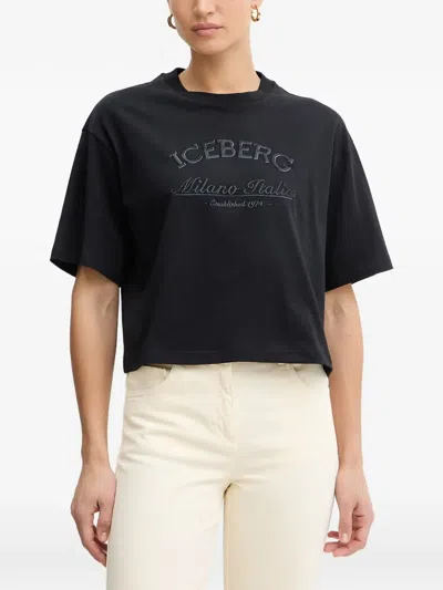 Iceberg Boxy-fit Embroidered-logo T-shirt In Black