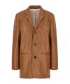 Iceberg Button Leather Jacket In Brown