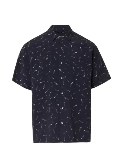Iceberg Button-down Short-sleeve Printed Shirt In Black