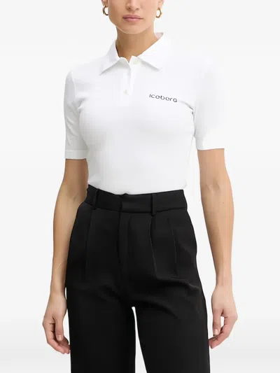 Iceberg Buttoned Polo Top In White