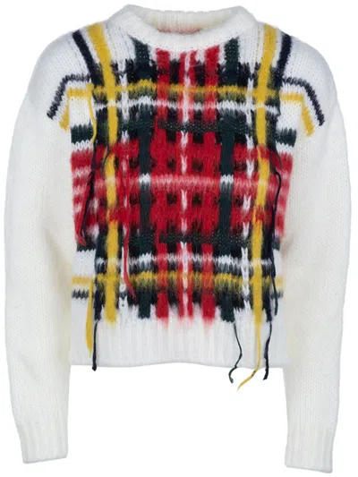 Iceberg Check Inlay Sweater In Weiss