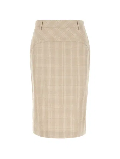 Iceberg Check Ruffled Midi Skirt In Neutral