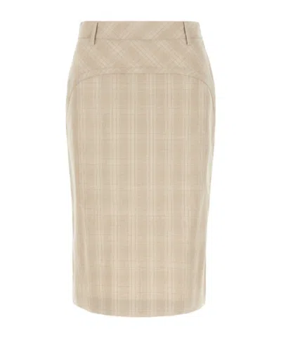 Iceberg Check Ruffled Midi Skirt In Neutral
