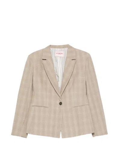 Iceberg Check-pattern Notch-lapel Jacket In Neutral