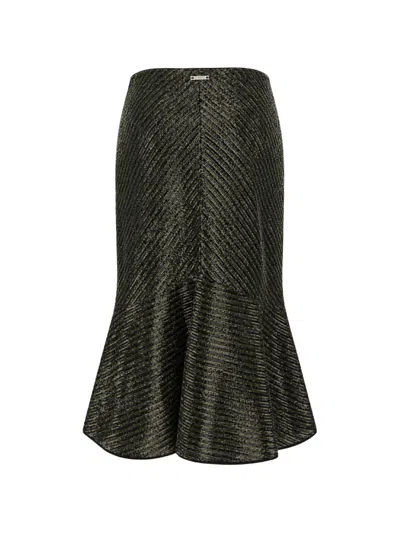 Iceberg Chevron-knit Flared Midi Skirt In Black