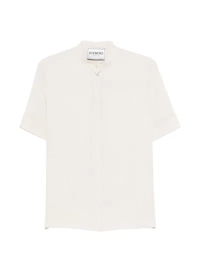 Iceberg Collarless Shirt In Neutral
