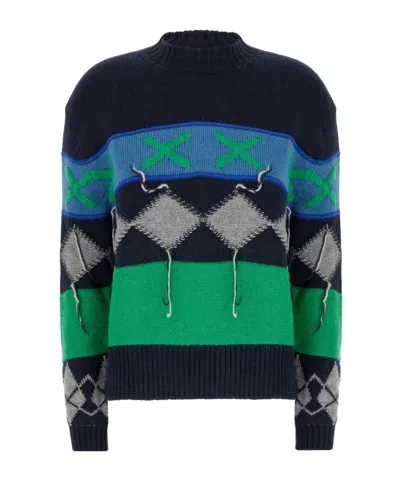 Iceberg Color-blocked Knitted Sweater In Black