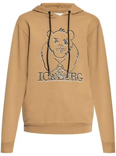 Iceberg Contrasting Logo-embroidered Hoodie In Brown