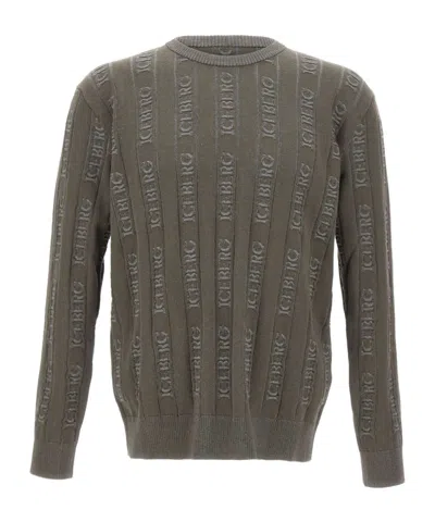 Iceberg Logo-pattern Crew-neck Sweater In Green