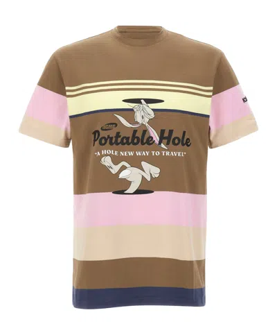 Iceberg Striped Cartoon-print T-shirt In Brown