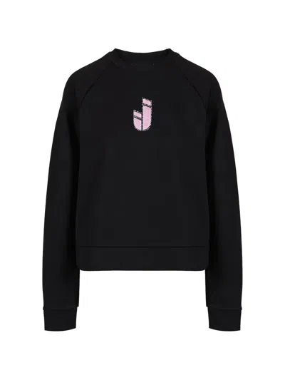 Iceberg Crystal-embellished Raglan-sleeve Sweatshirt In Black
