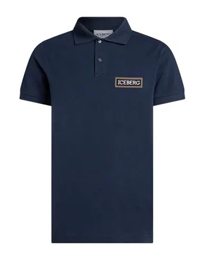 Iceberg Disney Man Polo Shirt Navy Size Xl Cotton In Blue