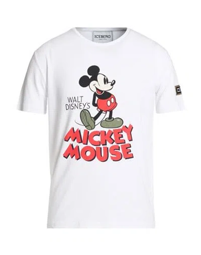 Iceberg Disney Man T-shirt White Size L Cotton, Elastane