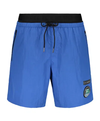 Iceberg Crinkled Logo-patch Swim Shorts In Blue