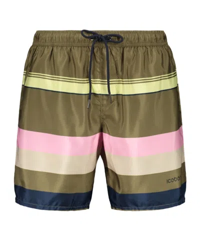 Iceberg Elastic Waist Swim Trunks In Green