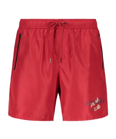 Iceberg Logo-print Drawstring Swim Shorts In Red